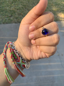 Wire Wrapped Bead Ring-Navy